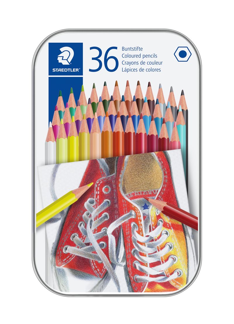 Färgpennor Staedtler Metalletui 36-pack