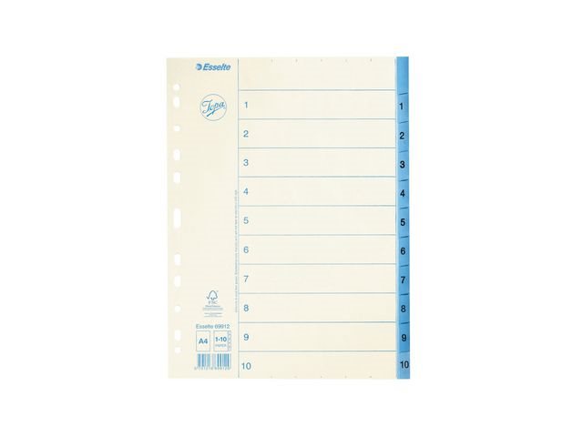 Pappersregister JOPA A4 1-10 vit/blå