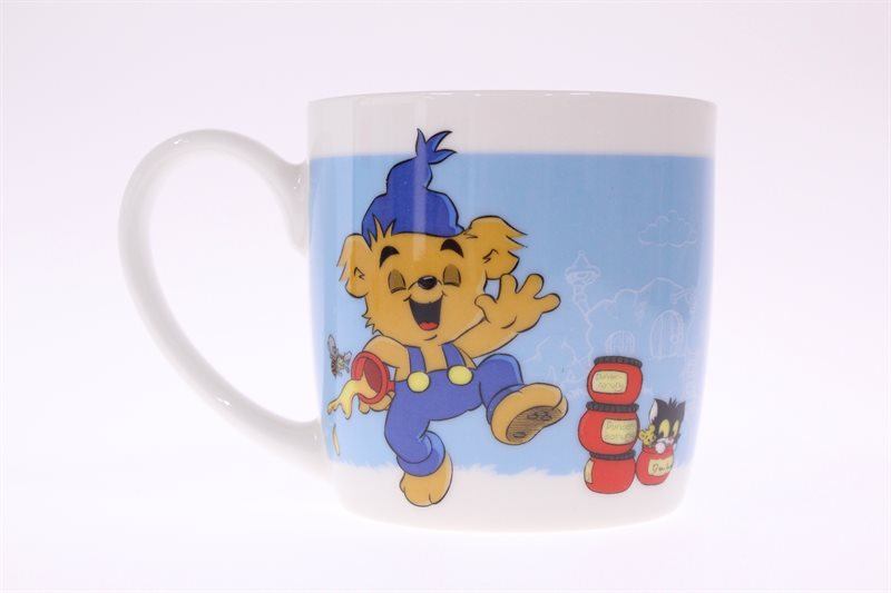 Porslinsmugg,   Bamse med dunderhonung, blå, 26 cl