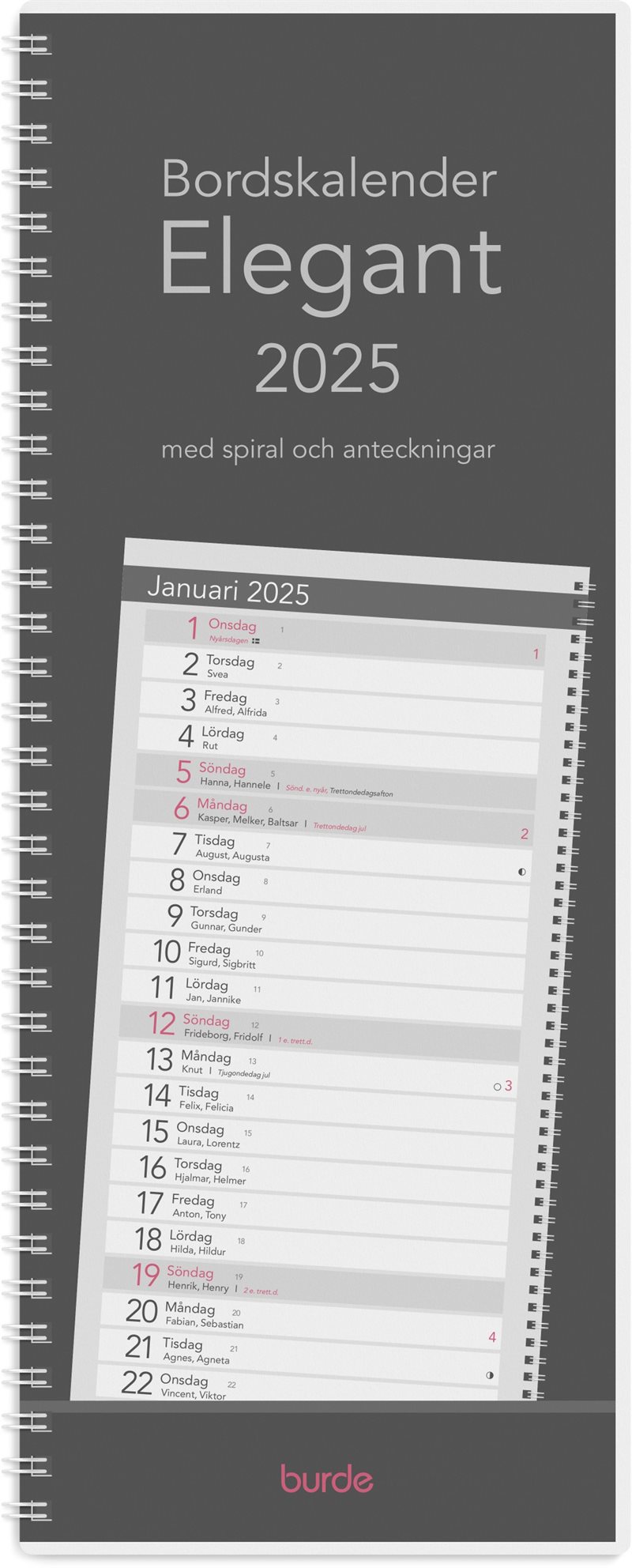 Kalender 2025 Bordskalender Elegant spiral