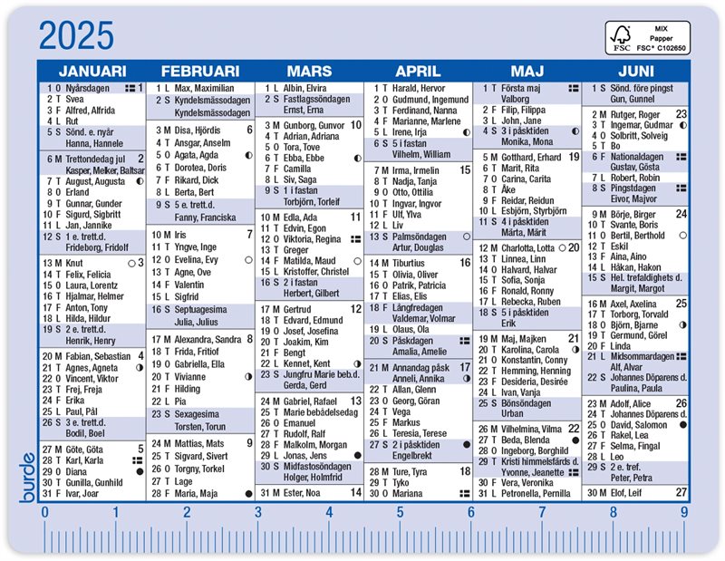 Kalender 2025 Kalenderkort