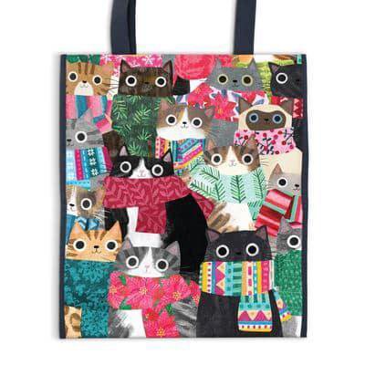 Wintry Cats Reusable Tote