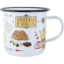 Emaljmugg Swedish fika, 35cl